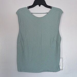 Linen A&F sleeveless drop back top in turquoise